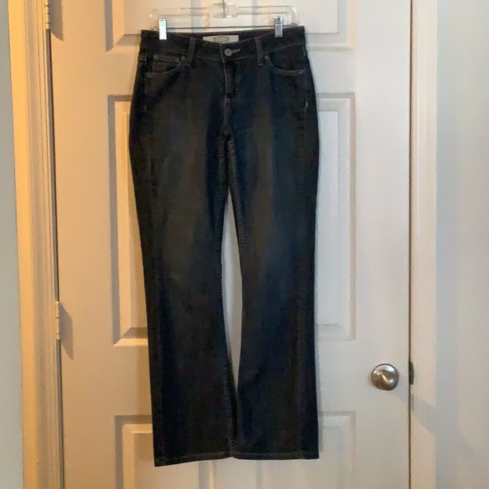 Merona Medium-Dark Blue Women’s Low Rise Boot Cut Jeans with Subtle Fading